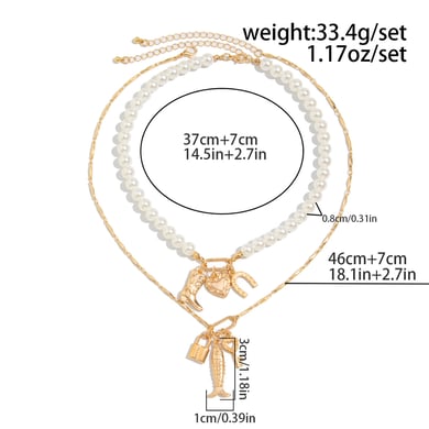 Retro Heart Alloy Layered Necklaces h5 Picture2