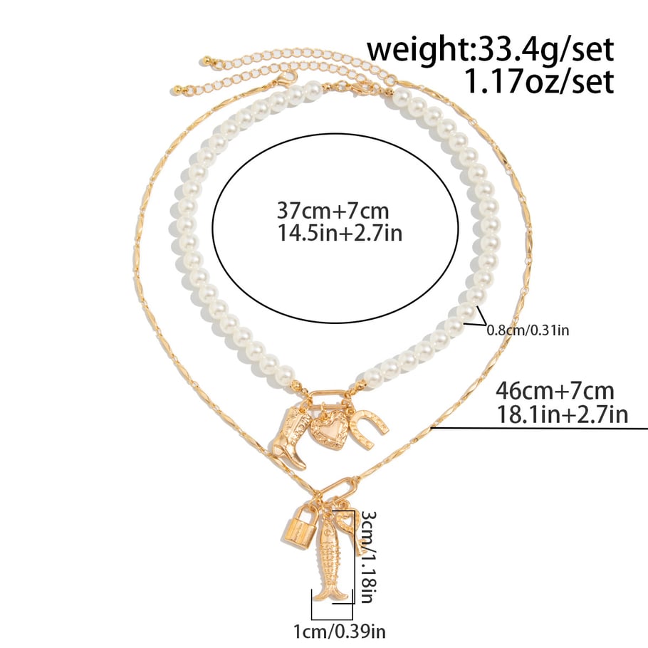Retro Heart Alloy Layered Necklaces Picture2