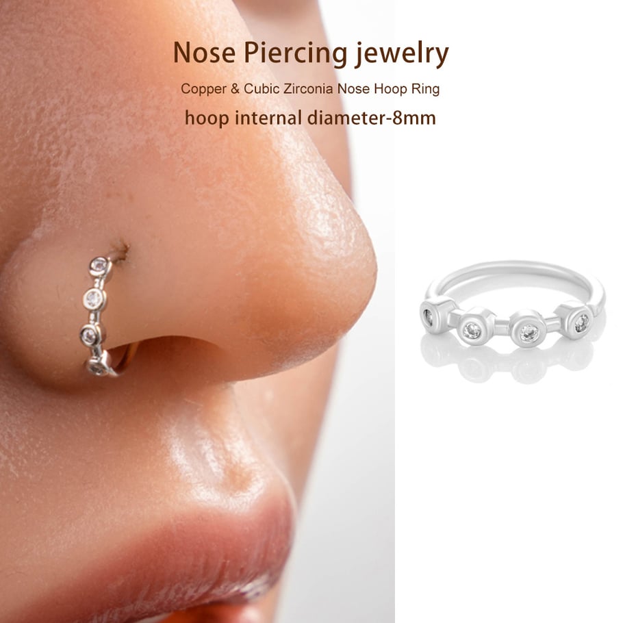 1 pièce de piercing de nez géométrique en cuivre doré et zircon pour femme Image6