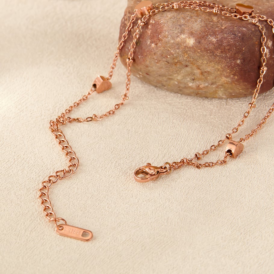 Bracelet chaîne en acier inoxydable pour femme, série Simple, motif cœur simple, 1 pièce Image5