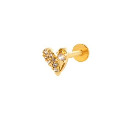 1 paire de boucles d&#39;oreilles piercing pour femme en forme de cœur simple, couleur cuivre et or, zircone h5 