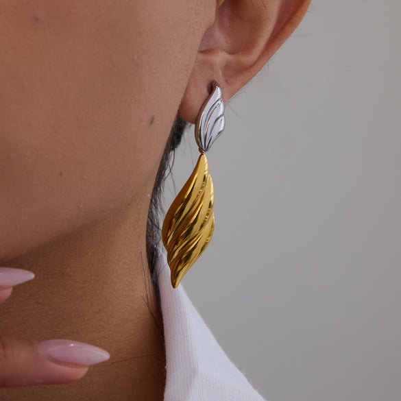 Pendientes colgantes de acero inoxidable de colores mixtos 2
