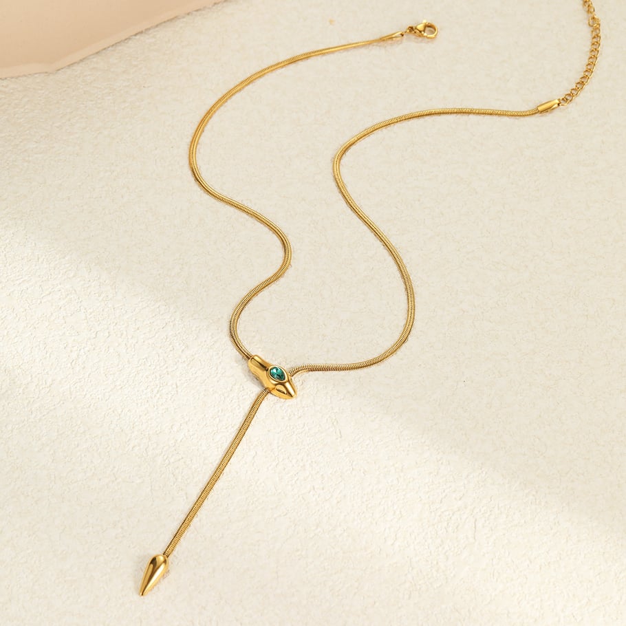 Colliers à pendentif animal rétro en acier inoxydable et zircon pour femme, série simple Image4