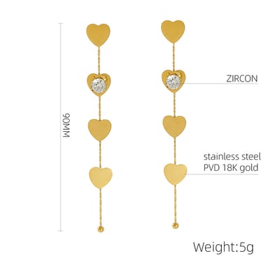 Orecchini pendenti con nappa in acciaio inossidabile color oro h5 Immagine2
