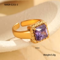 NMSR-G353-3 Mor Kare Yüzük/One size Resim3