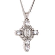 Croce di diamanti della Madonna - Acciaio - Diamante bianco Immagine4