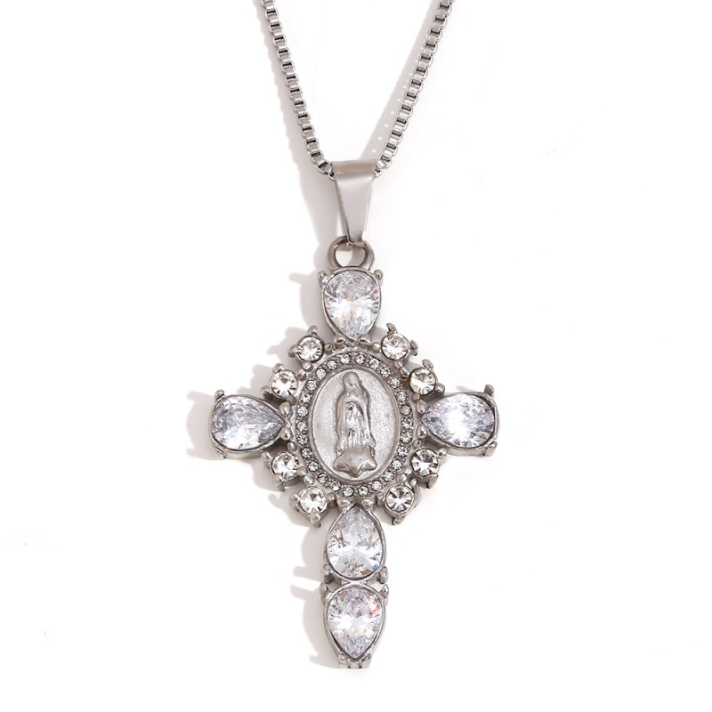 Luxurious Series Classic Cross Stainless Steel Women's Pendant Necklaces 