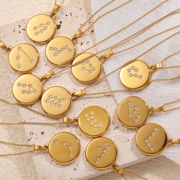 Twelve Constellations Stainless Steel Pendant Necklaces 2