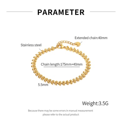 Bracelet chaîne géométrique en acier inoxydable doré pour femme, série simple, 1 pièce h5 Image7