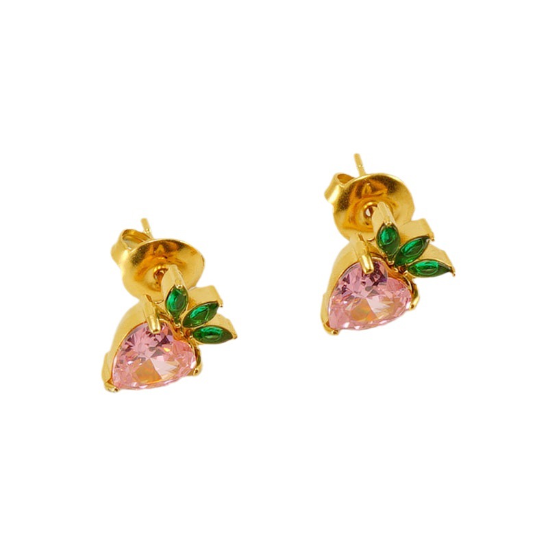Orecchini piercing in acciaio inossidabile color oro a forma di fragola 