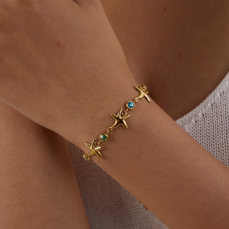 Ins Style Starfish Stainless Steel  Gold Color Charm Bracelets Picture4