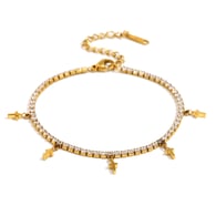 Armband met kleine kruisjes en zirkonia - goud 