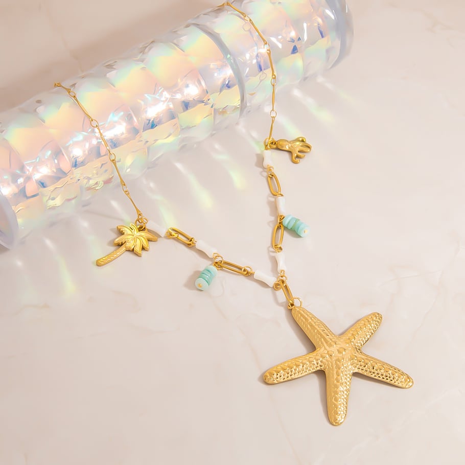 1 Piece Handmade Beaded Starfish Stainless Steel Women's Necklace h5Picture4