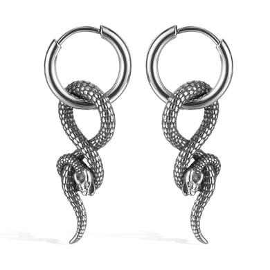 Hip-Pop Snake Stainless Steel Men's Earrings h5 