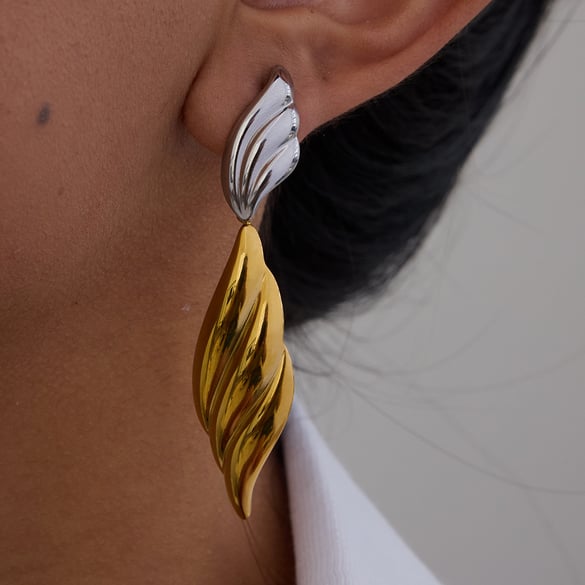 Pendientes colgantes de acero inoxidable de colores mixtos