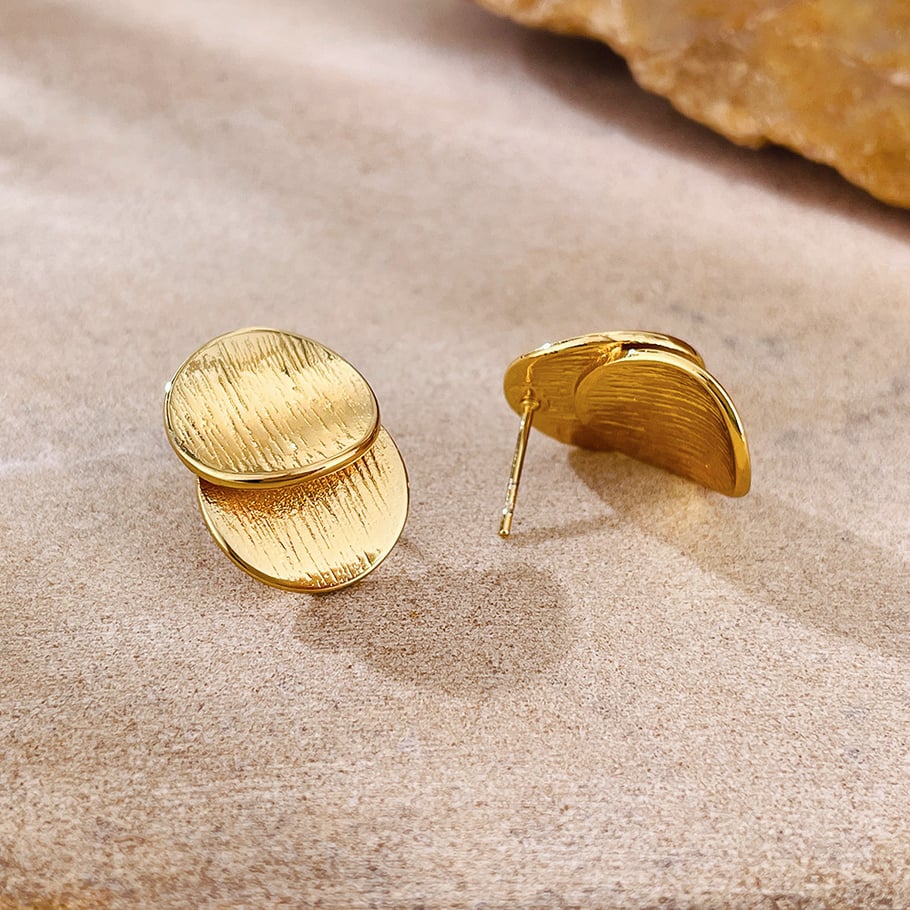 1 paio di orecchini a bottone casual da donna in acciaio inossidabile color oro Immagine7