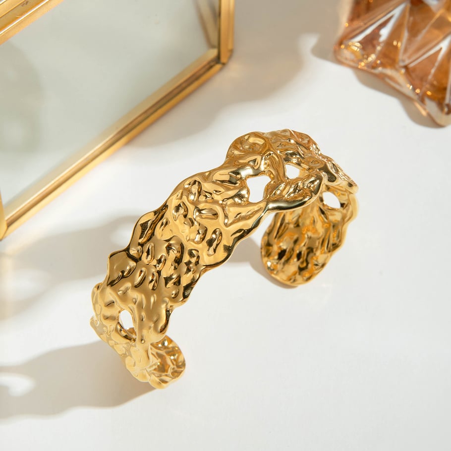 Retro-Armbänder aus massivem Edelstahl in Goldfarbe Bild3