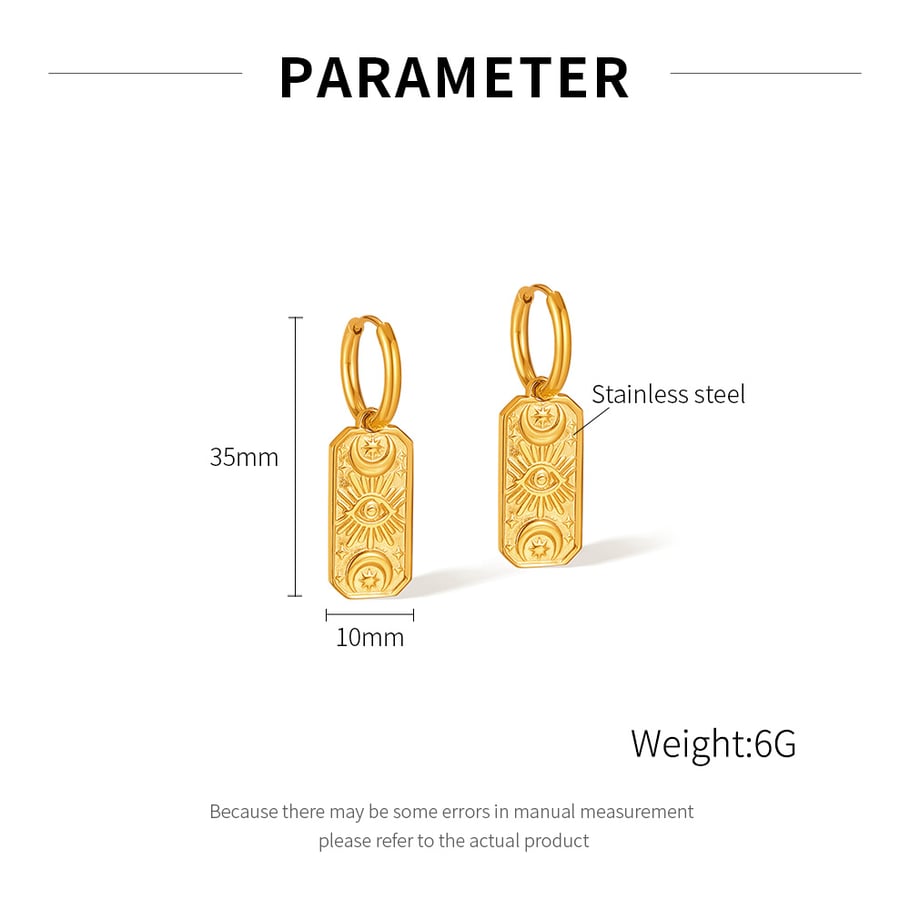 1 Paar einfache Serie täglich geometrische Edelstahl Gold Farbe Damen Tropfen Ohrringe Bild2