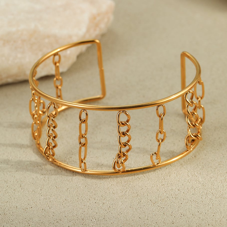 Unique Stylish Wide Format Stainless Steel Women's Bangles Picture5