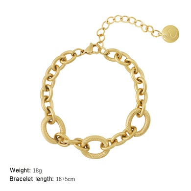 Shining Oval Stainless Steel Gold Color Women's Chain Bracelets h5 Picture2