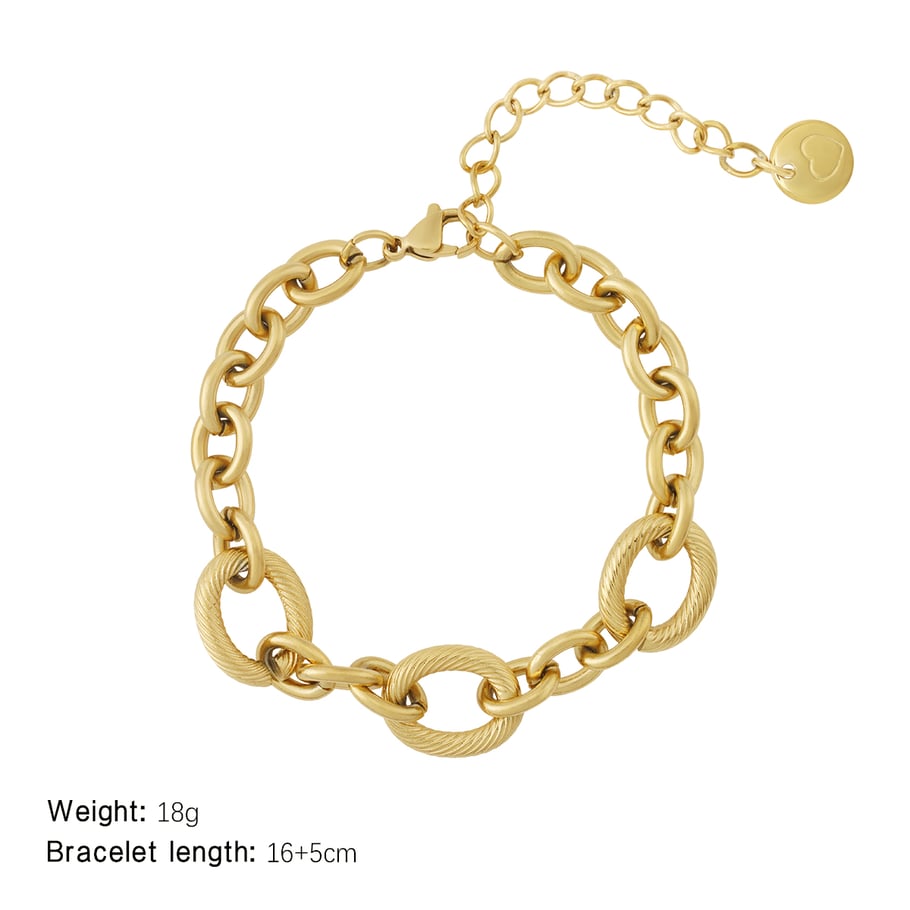 Shining Oval Stainless Steel Gold Color Women's Chain Bracelets Picture2