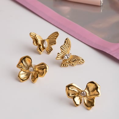 Ohrstecker Schmetterling aus Edelstahl in Goldfarbe h5 Bild2