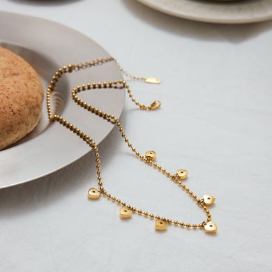 Simple Heart Stainless Steel Gold Color Pendant Necklaces h5 Picture6