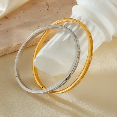 1 Piece Simple Series Daily Stainless Steel Women's Bangles h5 Picture2