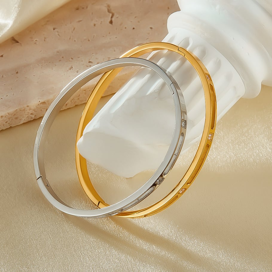 1 Piece Simple Series Daily Stainless Steel Women's Bangles Picture2
