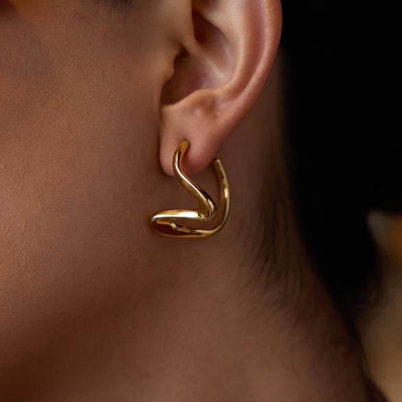 Simple Stainless Steel Gold Color  Drop Earrings
