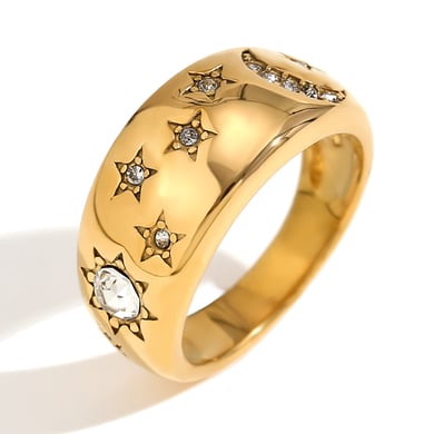 Simple Series Elegant Star Stainless Steel Women's Adjustable Rings h5 