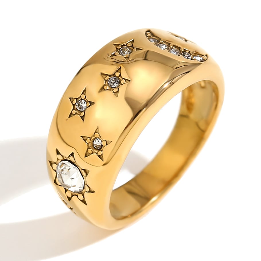 Simple Series Elegant Star Stainless Steel Women's Adjustable Rings 