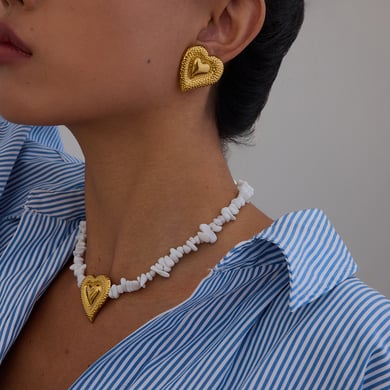 Collane di perline color oro in acciaio inossidabile con cuore romantico h5 Immagine2