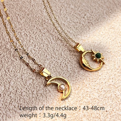 Moon Stainless Steel Gold Color Pendant Necklaces h5 Picture4