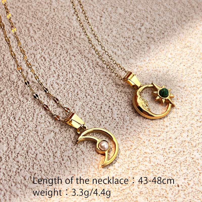 Moon Stainless Steel Gold Color Pendant Necklaces Picture4