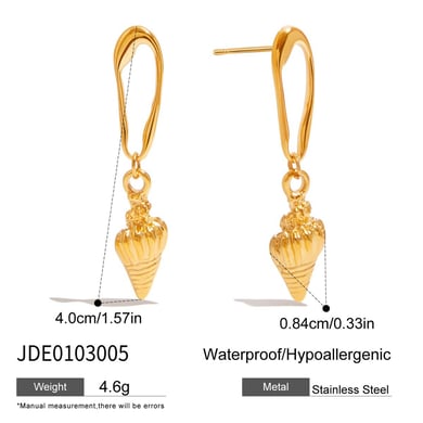 Whelk Stainless Steel Gold Color Drop Earrings h5 Picture2