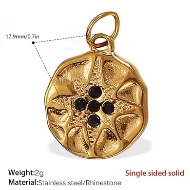 Retro Sun&Moon Stainless Steel Gold Color Pendants h5 
