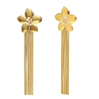 Pendientes largos con borlas de flores - dorados 