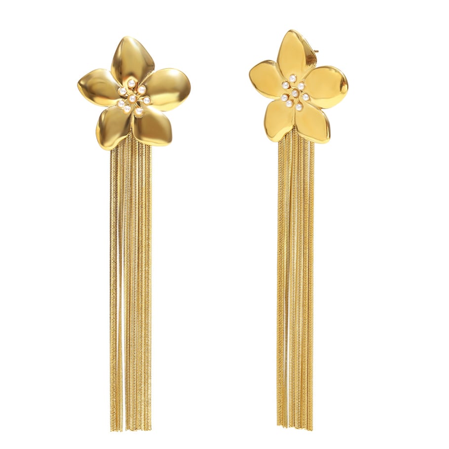 Pendientes colgantes de acero inoxidable con borlas elegantes de serie simple para mujer 