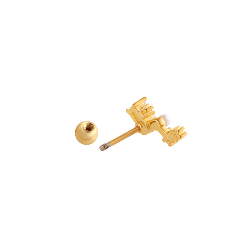 1 Pair Simple Series Simple Sun/Moon Copper   Gold Color  Zircon Women's Piercings Earrings Picture7