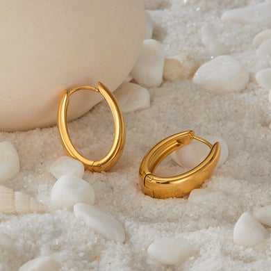 1 Paar Simple Series Tägliche geometrische Edelstahl Goldfarbene Damen-Ohrstecker h5 Bild3
