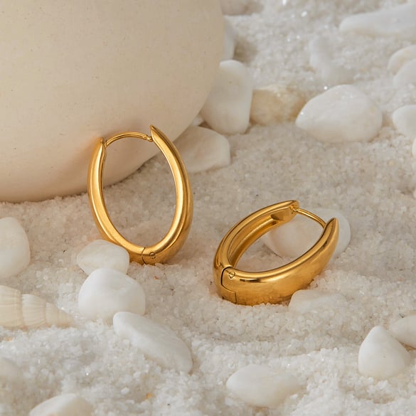 1 Paar Simple Series Tägliche geometrische Edelstahl Goldfarbene Damen-Ohrstecker