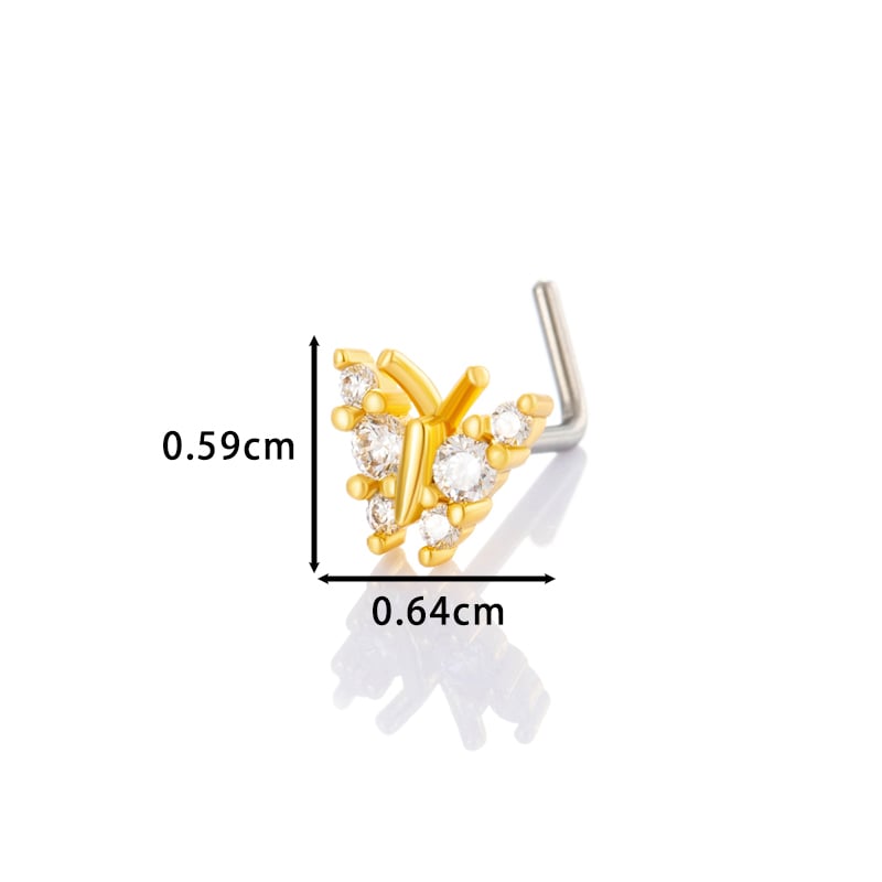 1 pièce de piercing de nez papillon en cuivre doré et zircon pour femme Image2