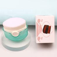 White Whale Foundation-Pinsel – Beige + halbtransparentes Cyan – Beigefarbene Basisaufhellung + Farbbox-Verpackung Bild2