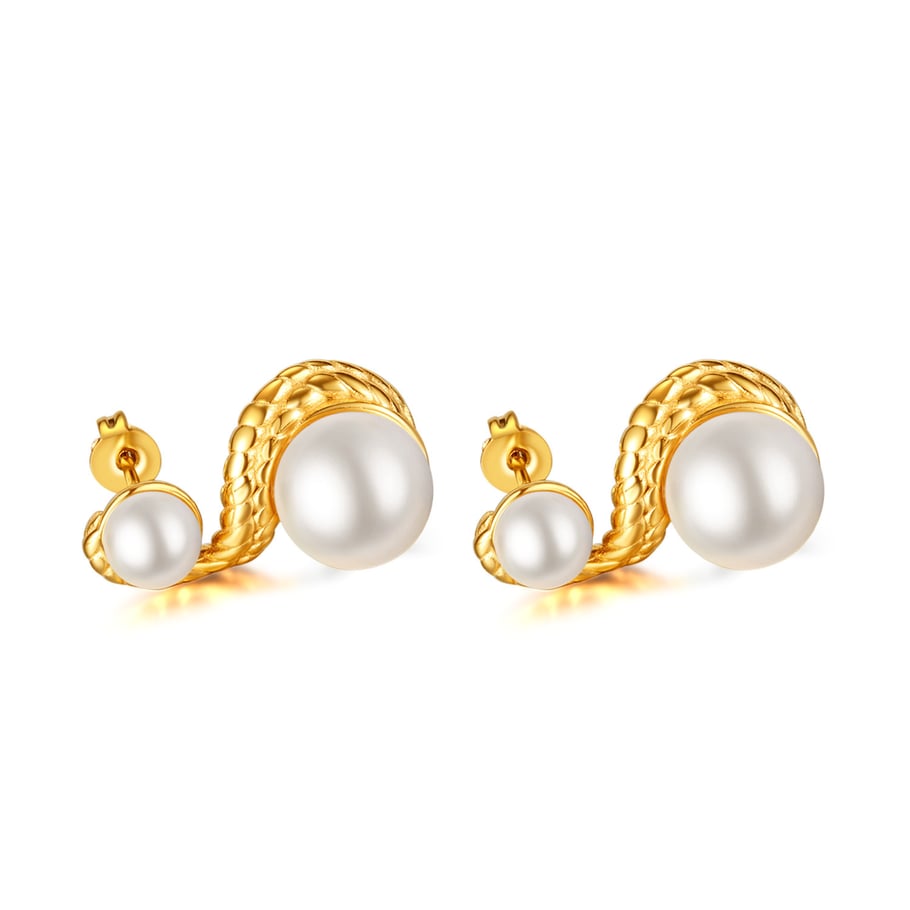 1 par de pendientes de botón geométricos diarios de acero inoxidable color dorado para mujer 