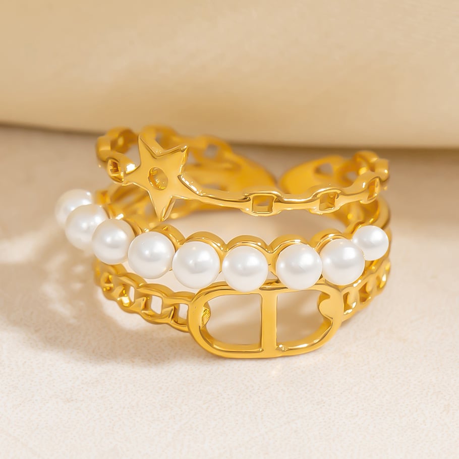 Multilayer Exquisite Stainless Steel Gold Color Women's Statement Rings h5Picture5