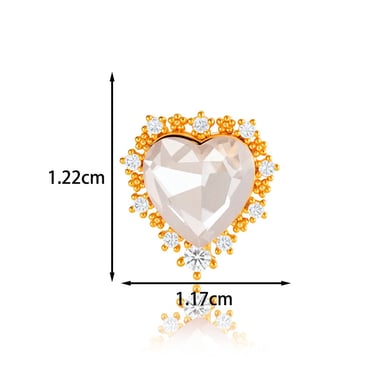 1 Çift Basit Seri Basit Kalp Bakır Altın Rengi Zirkonyum Kadın Piercing Küpe h5 Resim2