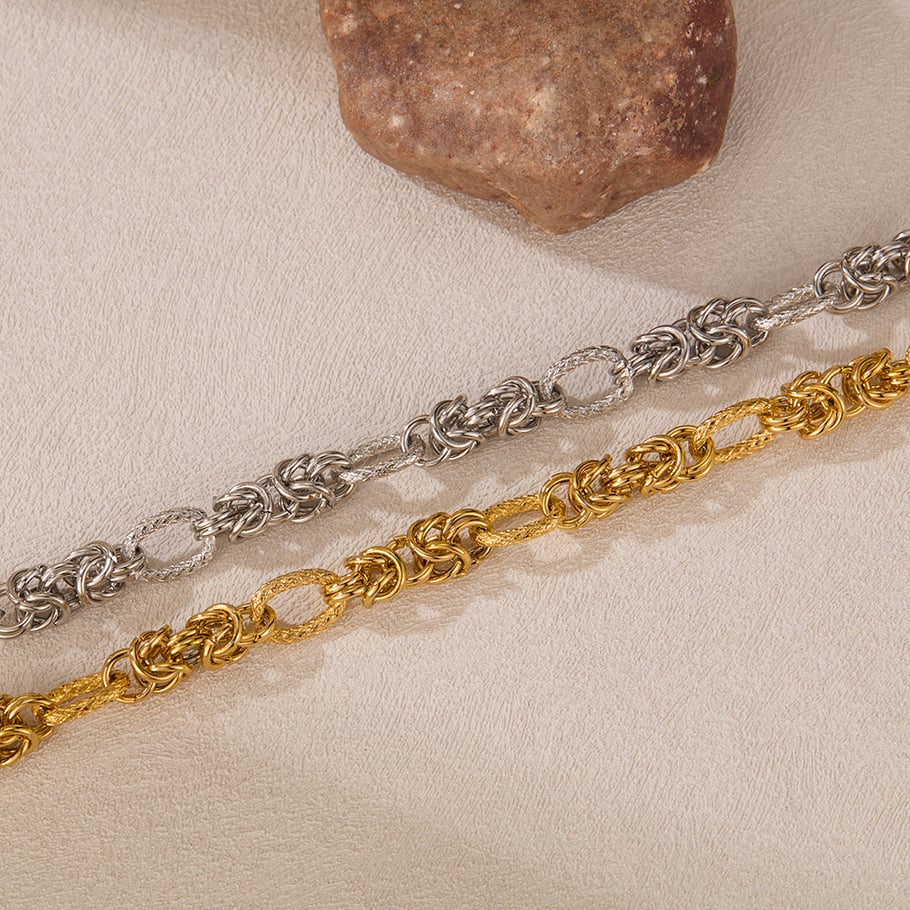 Bracelet chaîne géométrique en acier inoxydable doré pour femme, série simple, 1 pièce Image5