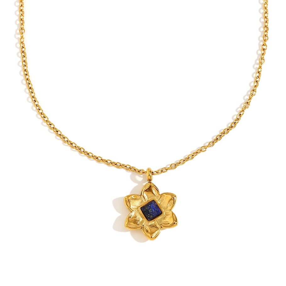 1 stuk elegante retro-bloemen-thema gouden roestvrijstalen dameskettingen Afbeelding4