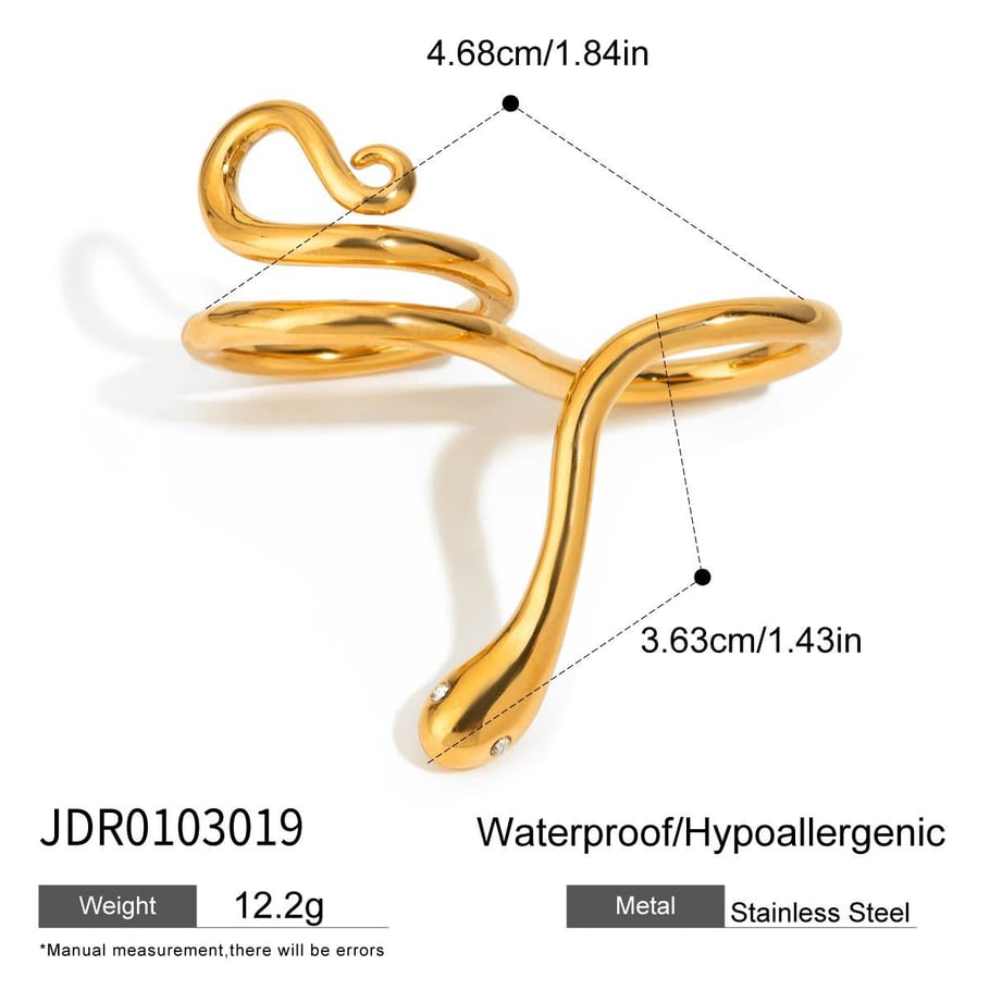 Ins Style Snake Stainless Steel Gold Color Statement Rings Picture2